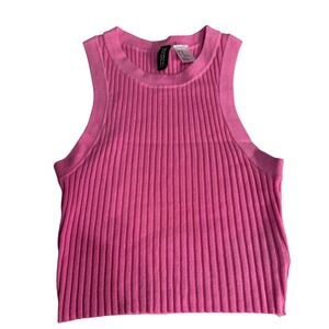 H&M DIVIDED Pink Ribbed Knit Tank‎ Top Sleeveless Casual XS Extra Small
